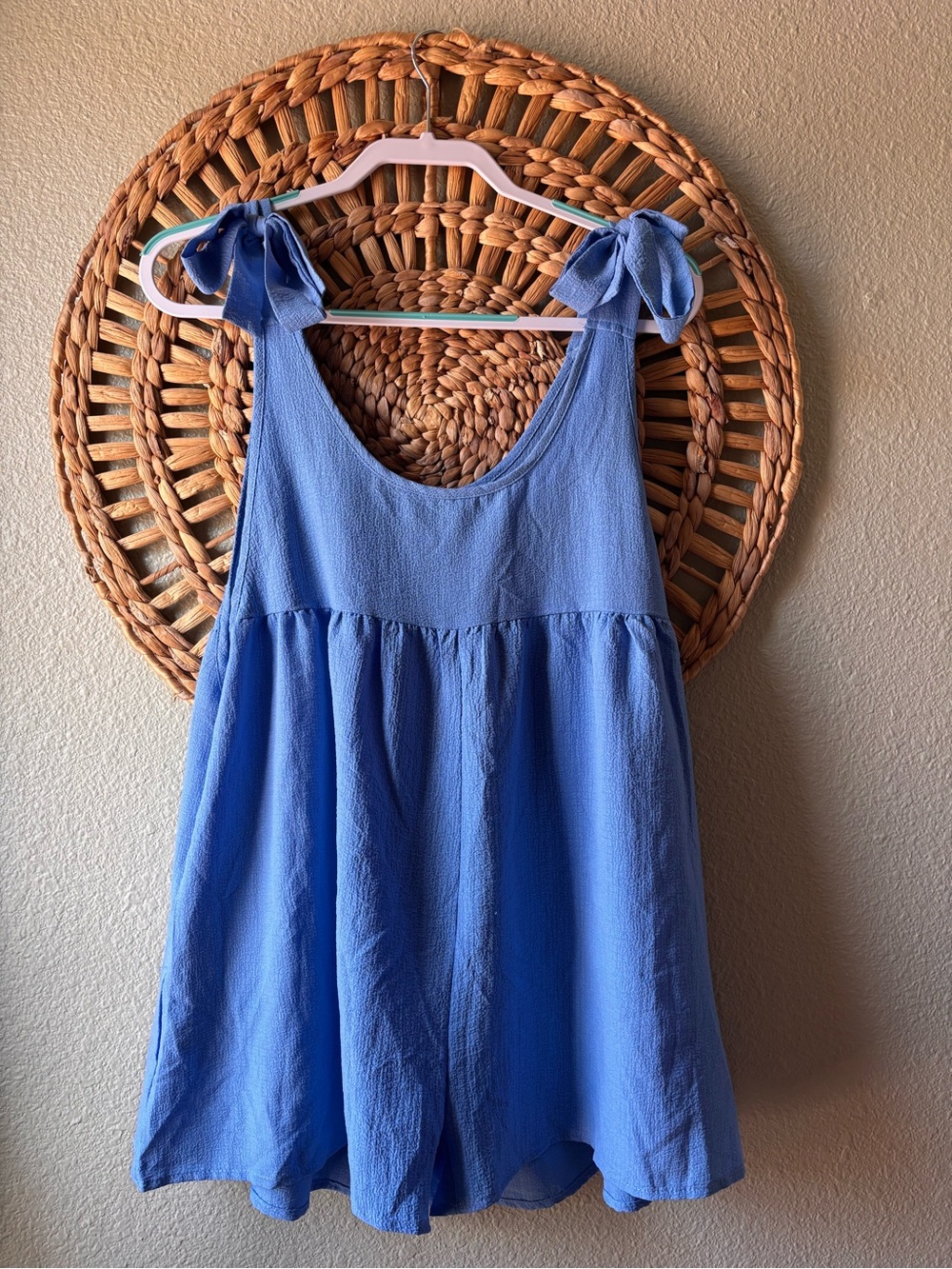 Blue Tie-Shoulder romper